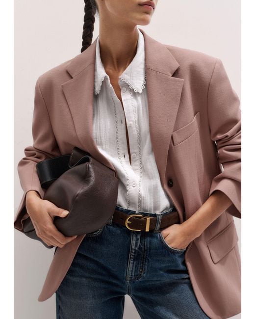 ME+EM White Cheesecloth Trim Detail Blouse