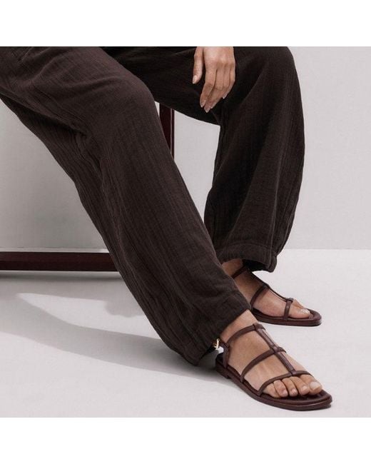 ME+EM Black Cheesecloth Drawstring Hem Trouser