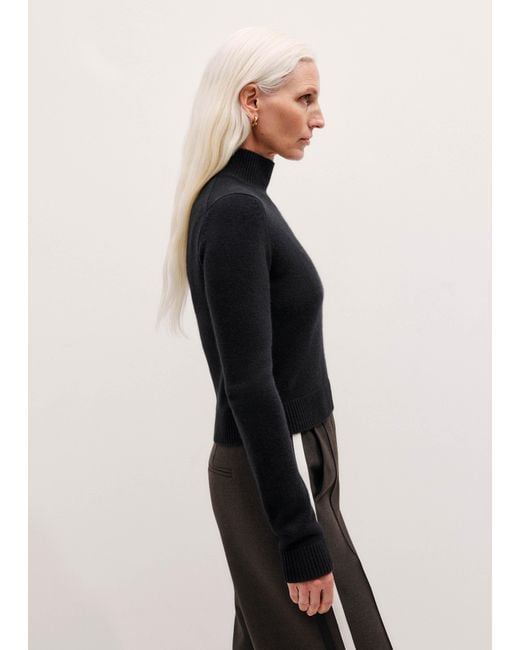 ME+EM Black Cashmere High Neck Crop Jumper