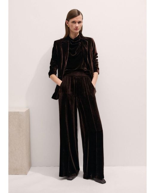 ME+EM Black Silk Blend Vevelt Wide Leg Trouser