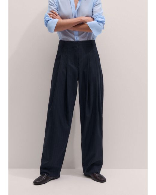 ME+EM Blue Double Pleat Taper Trouser