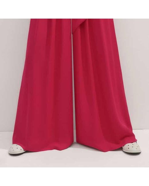 ME+EM Red Silk Wide-Leg Jumpsuit + Tie