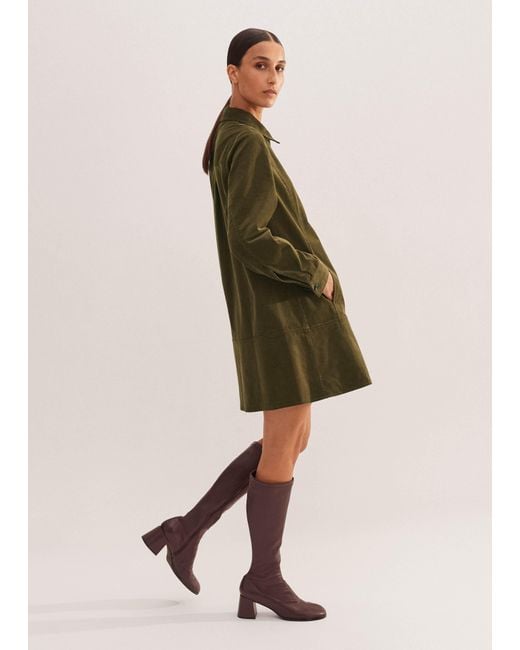 ME+EM Green Soft Cord Mini Dress