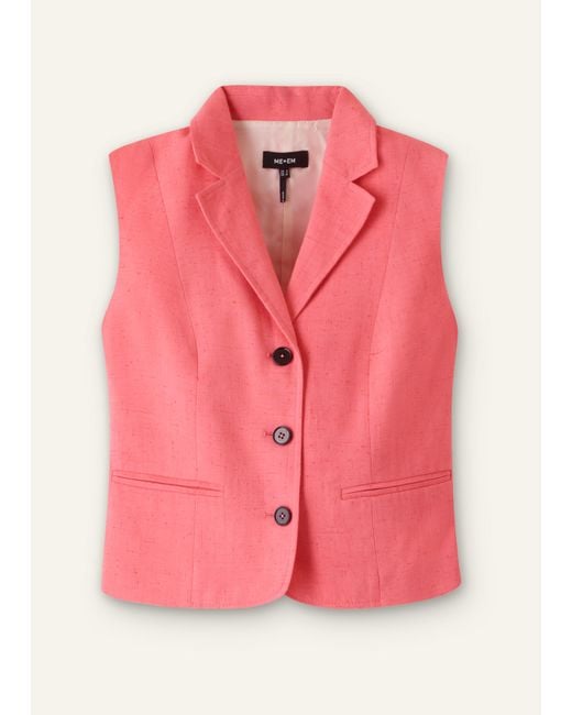 ME+EM Pink Lightweight Tailored Sleeveless Crop Jacket