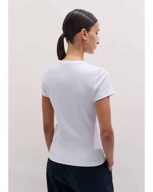 ME+EM White Ultimate Fitted Rib Crew Neck Tee