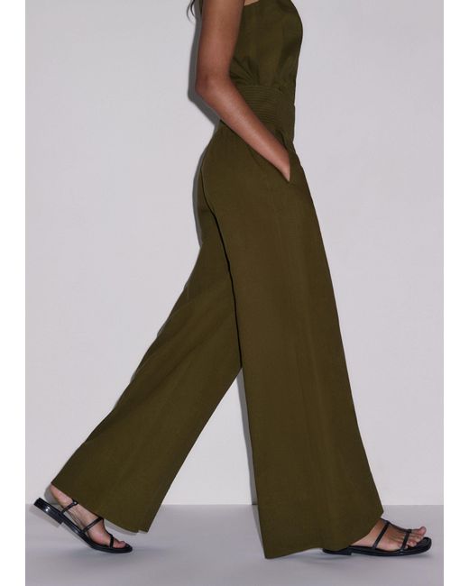 ME+EM Green Shirred Wide Pant