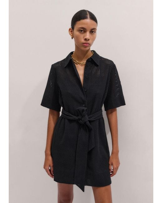 ME+EM Blue Broderie Anglaise Short Shirt Dress With Belt + Slip