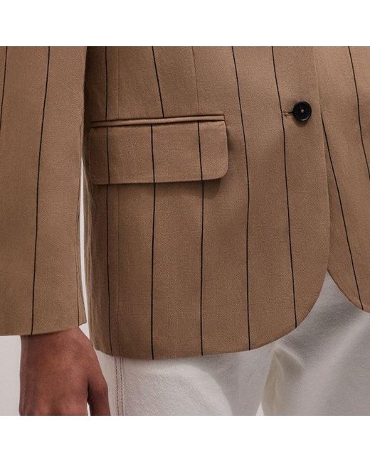 ME+EM Orange Intelligently Oversized Pinstripe Blazer Tan