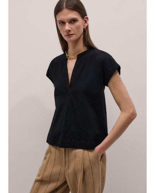 ME+EM Blue Open Placket Swing Top