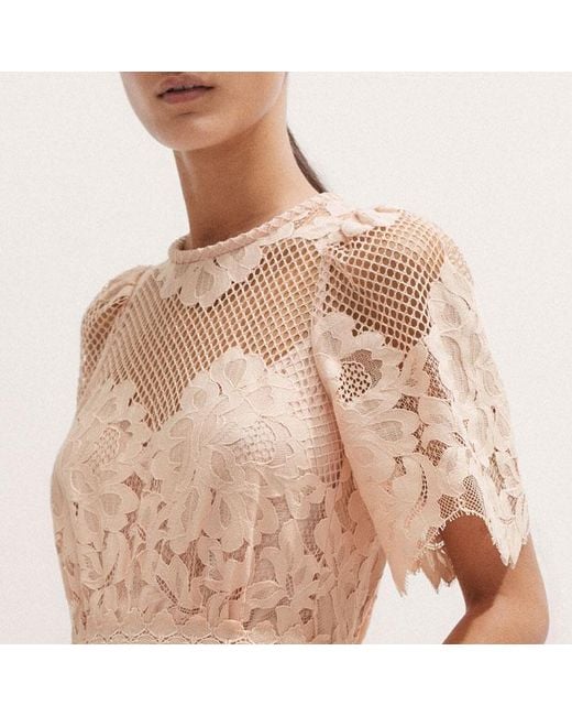 ME+EM Natural Graphic Floral Lace Maxi Dress