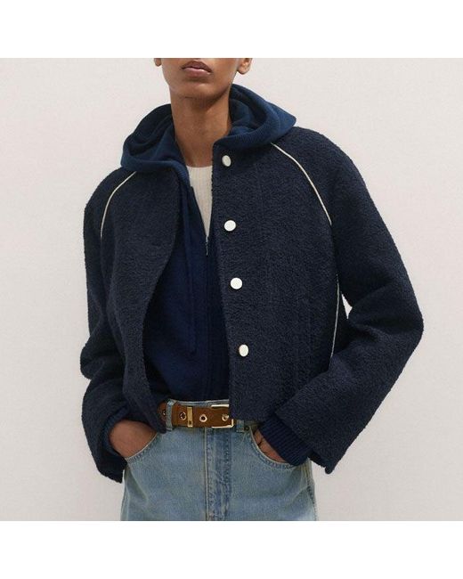 ME+EM Blue Cashmere Relaxed Fit Box Zip Hoody