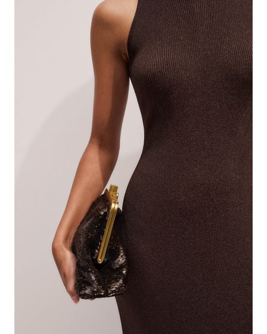 ME+EM Multicolor Metallic Rib High Neck Maxi Dress