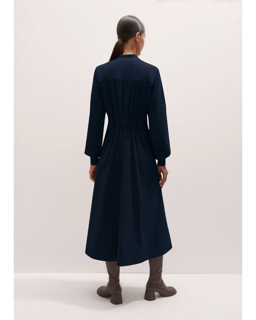 ME+EM Blue Cotton Cord Pleated Midi Dress