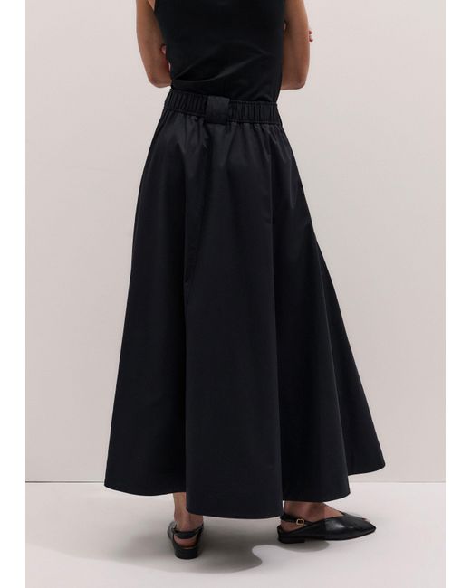 ME+EM Black Cotton A Line Maxi Skirt + Belt