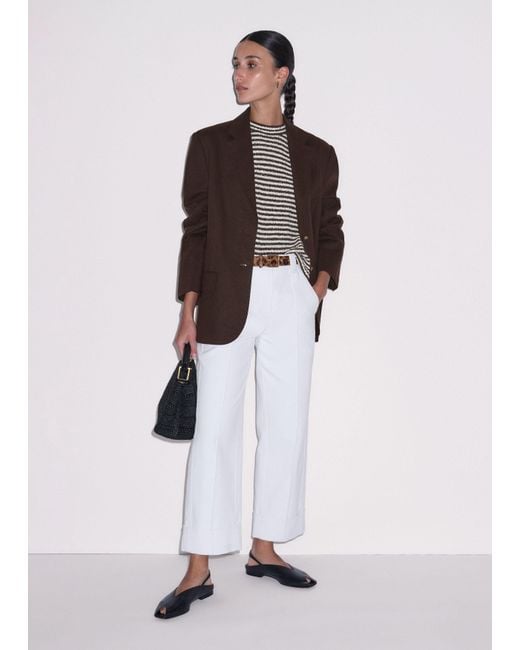 ME+EM Natural Straight Crop Trouser With Turn Up