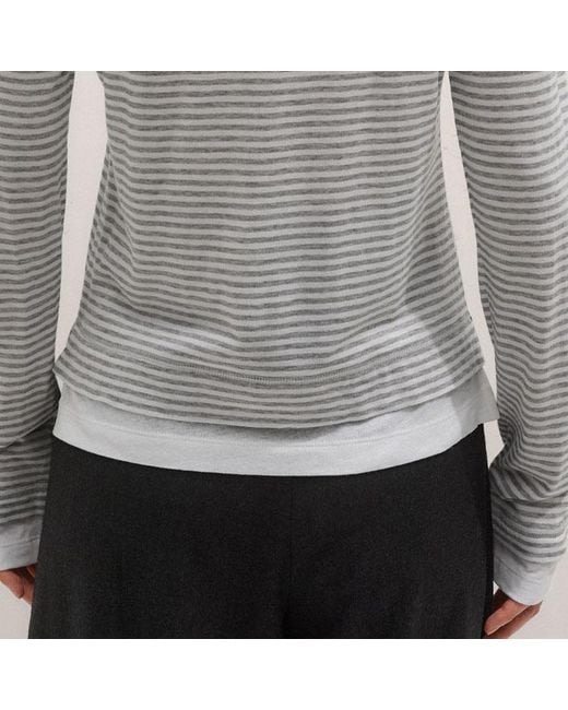 ME+EM Gray Double-Layer Look Long Sleeve Top