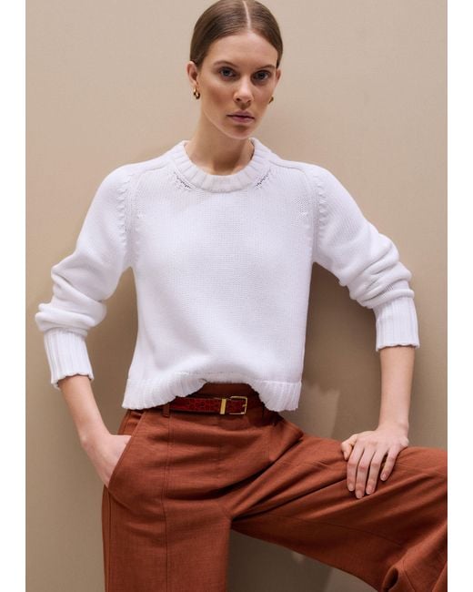 ME+EM White Chunky Cotton Straight Crop Jumper