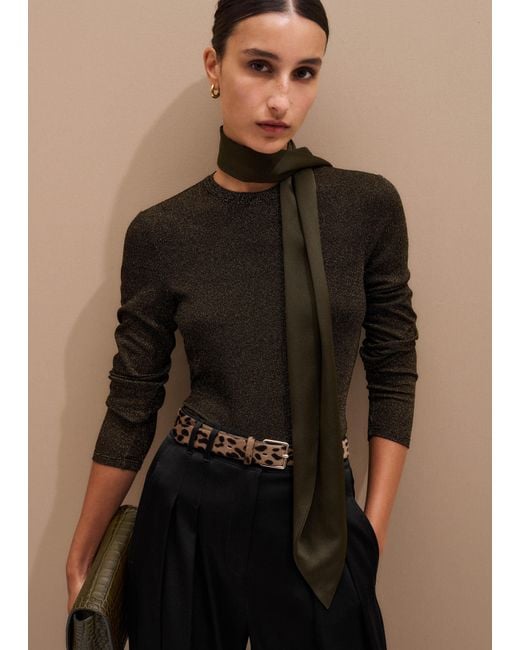 ME+EM Black Metallic Rib Long Sleeve