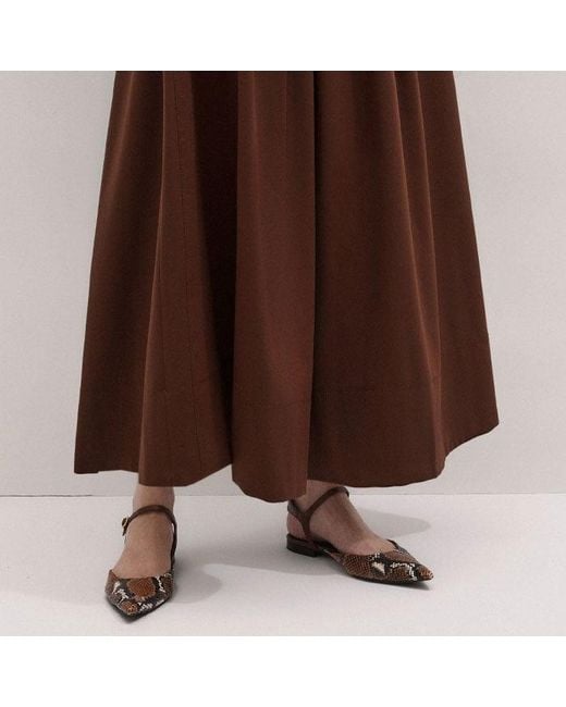 ME+EM Brown Fit And Flare Maxi Shirt Dress