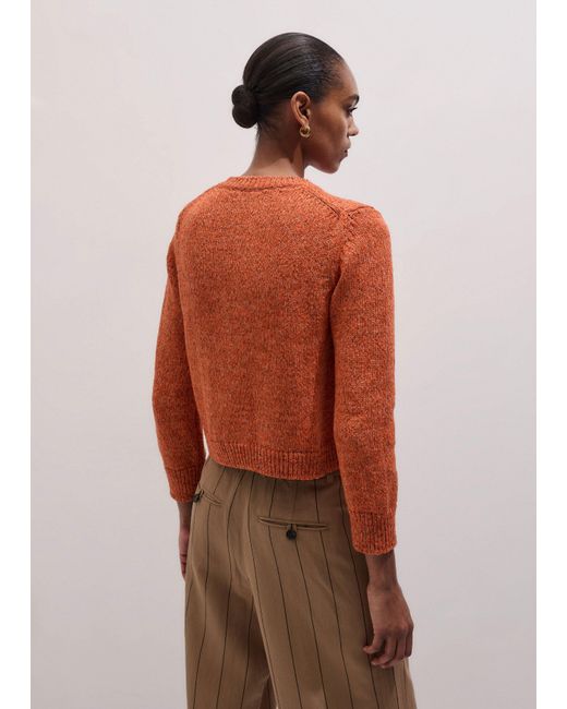 ME+EM Orange Relaxed Bracelet Sleeve Cardigan Mouline