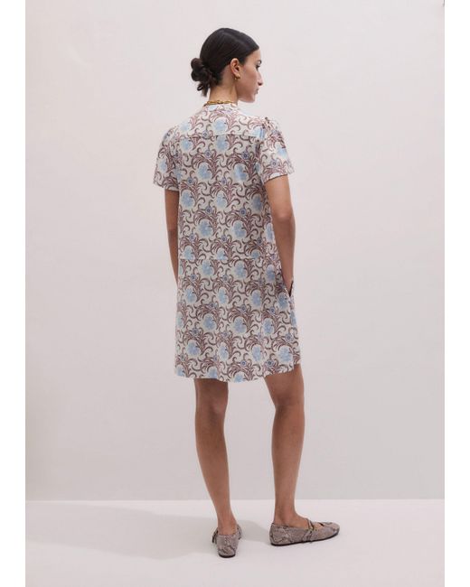 ME+EM Purple Bloom Floral Print Swing Dress