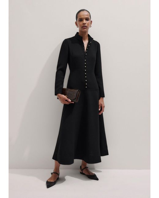 ME+EM Black A-Line Feature Button Maxi Dress