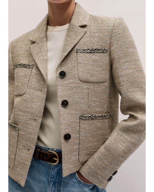 ME+EM Blue Metallic Short Patch Pocket Jacket