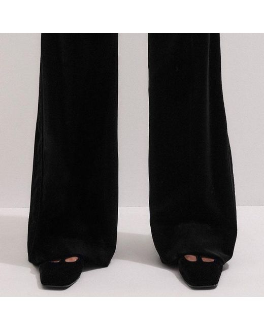 ME+EM Black Stretch Velvet Kick Flare Trouser