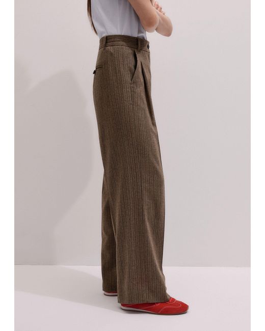 ME+EM Brown Straight Pinstripe Pleat Front Pant Mocha