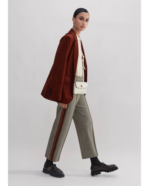 ME+EM Multicolor Dogtooth Side Stripe Slim Crop Pant