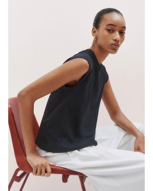 ME+EM Blue Cap Sleeve Crew Neck Swing Tee