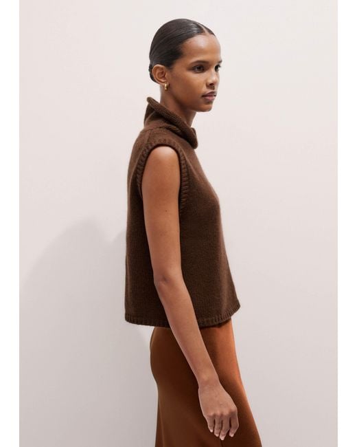 ME+EM Brown Crop Sweater Vest