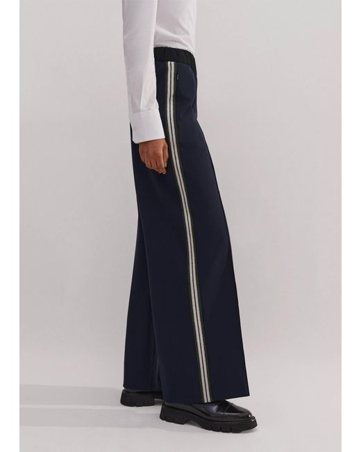 ME+EM Blue Short Length Wide-Leg Side Stripe Track Pant