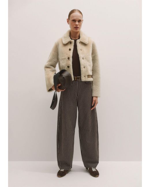 ME+EM Natural Reversible Shearling Bomber Jacket