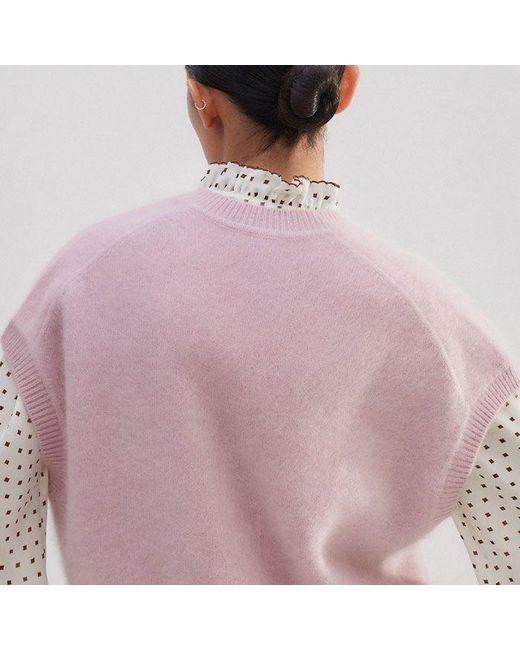 ME+EM Pink Brushed Cashmere V-Neck Vest