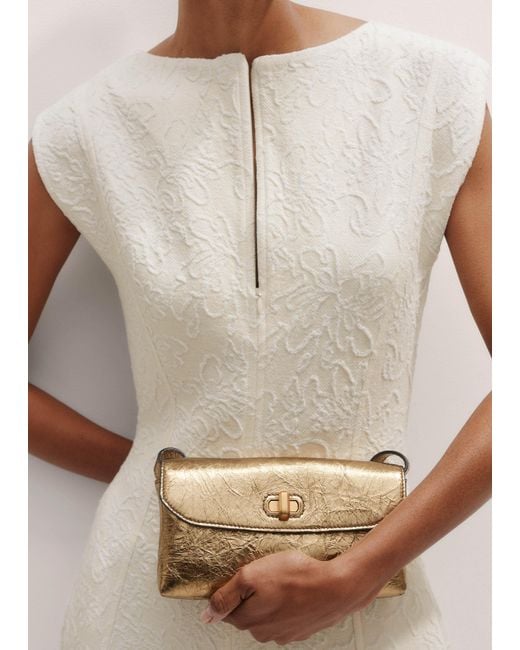 ME+EM Natural Floral Jacquard Midi Dress