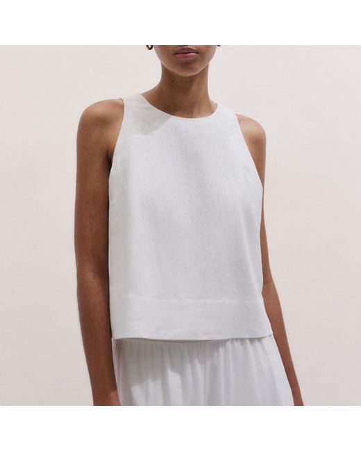 ME+EM Multicolor Crease-Less Linen Shirred Waist Culotte