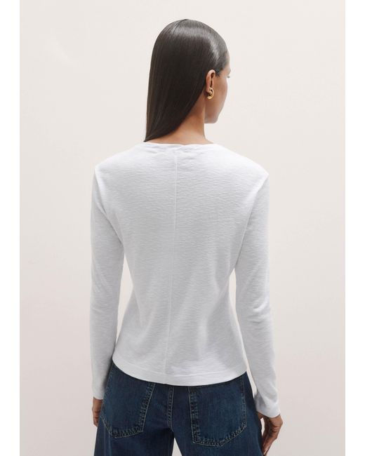 ME+EM White Crew Neck Long Sleeve Tee