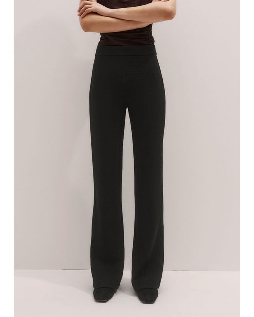 ME+EM Black Textured Slim-Leg Trouser