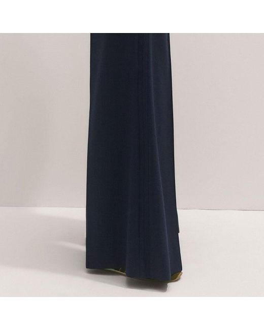 ME+EM Blue Wool-Blend Exaggerated Flare Trouser