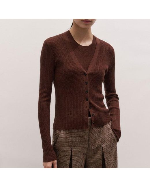 ME+EM Brown Barely There Knit Tank