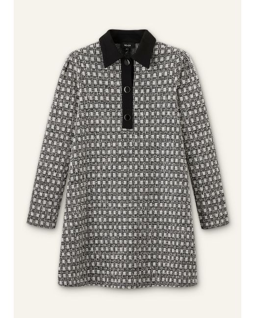 ME+EM Brown Statement Button Jacquard A-Line Dress