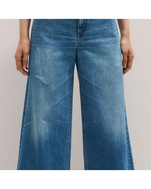 ME+EM Blue Distressed Ultimate Wide-Leg Jean Authentic