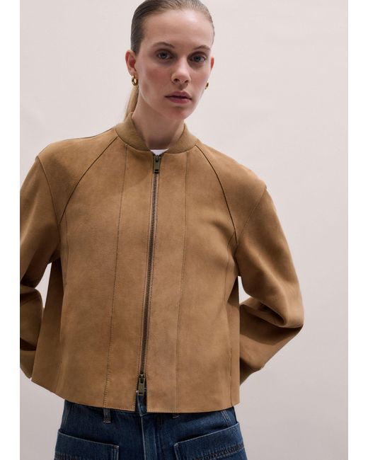ME+EM Brown Luxe Bonded Swing Jacket