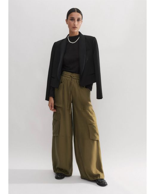 ME+EM Multicolor Washed Silk Parachute Trouser