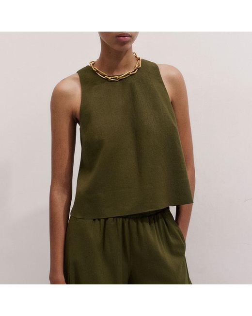 ME+EM Green Shirred Wide Pant