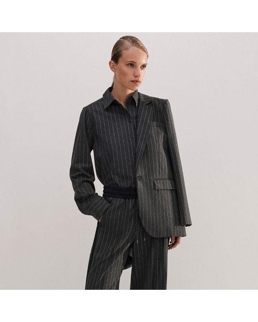 ME+EM Gray Pinstripe Tomboy Blazer