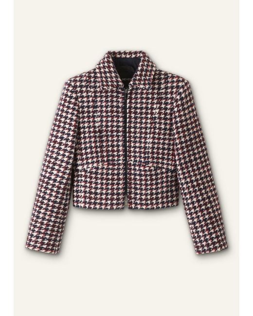 ME+EM Black Houndstooth Fitted Cropped Jacket