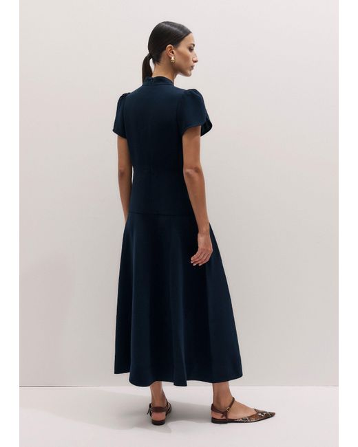 ME+EM Blue A-Line Feature Button Maxi Dress