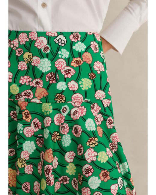 ME+EM Green Cotton Poplin Lantana Print Maxi Skirt